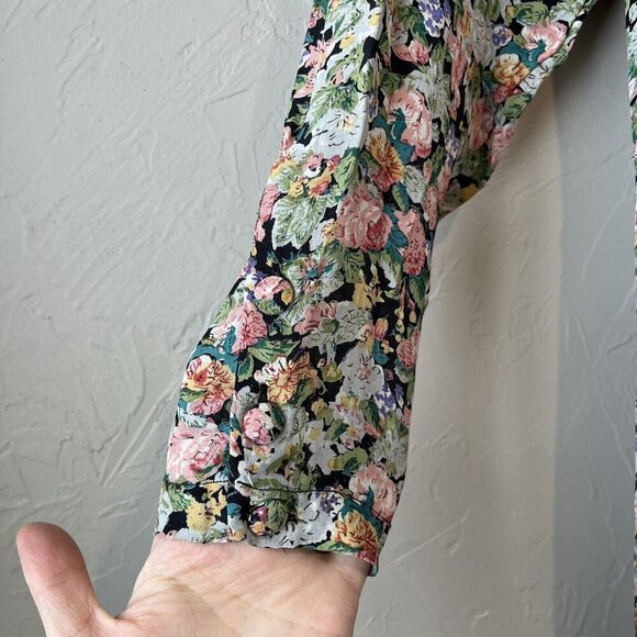 vintage nostalgia dress Floral Maxi Cottage Pleated 90s 80s Coquette Feminine M - Picture 4 of 14